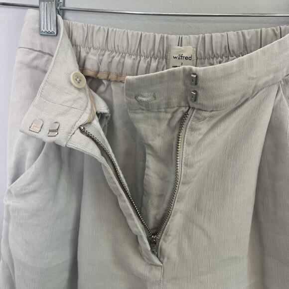 Aritzia Wilfred The Effortless Pant Linen Natural Size 2 High-Rise Pleated Boho - Picture 7 of 13